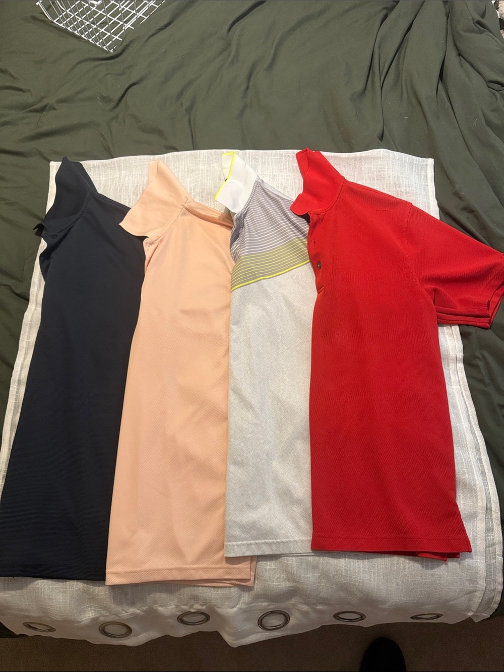 Random Short-Sleeve Polo Shirt - Red, Peach, Navy, Gray BUNDLE
